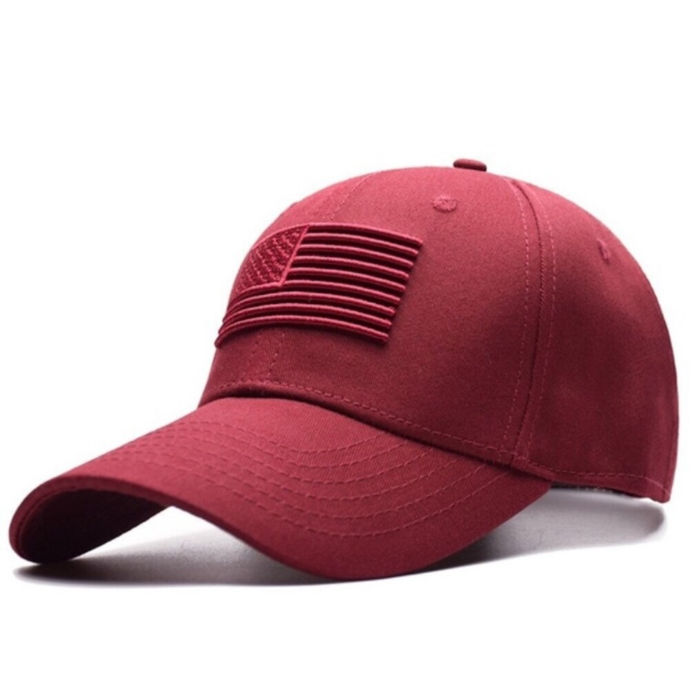 Red American Flag Embroidered Low Profile Baseball Cap US Flag Hat Adjustable